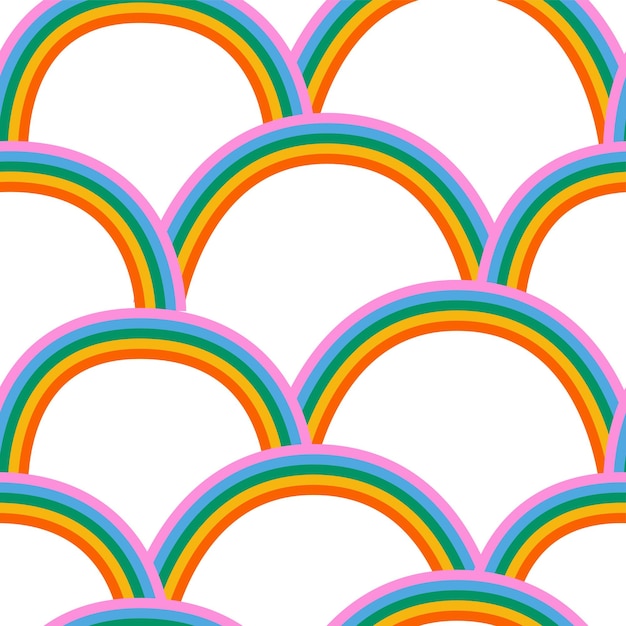 Arc summer whimsical rainbow seamless pattern modern groovy hippie abstract arch vibrant background