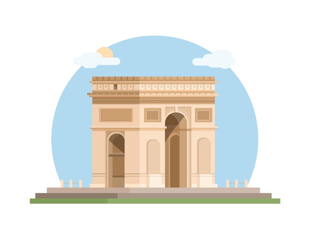 Il monumento dell'arco di trionfo landmark flat illustration vector