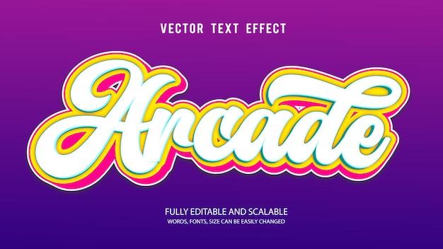 Arcade Editable Text Effect Vector Template With Cute Background 3d Style