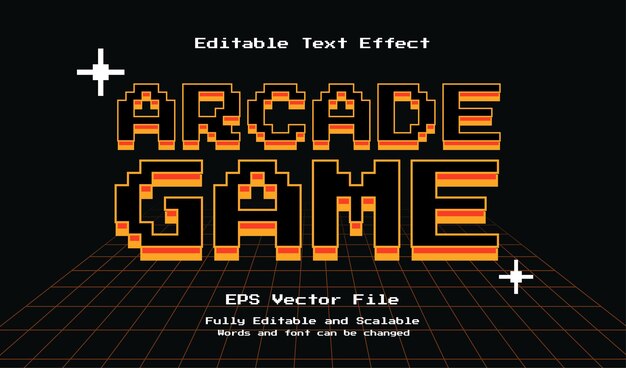 Arcade game 3d game pixel editable text effect