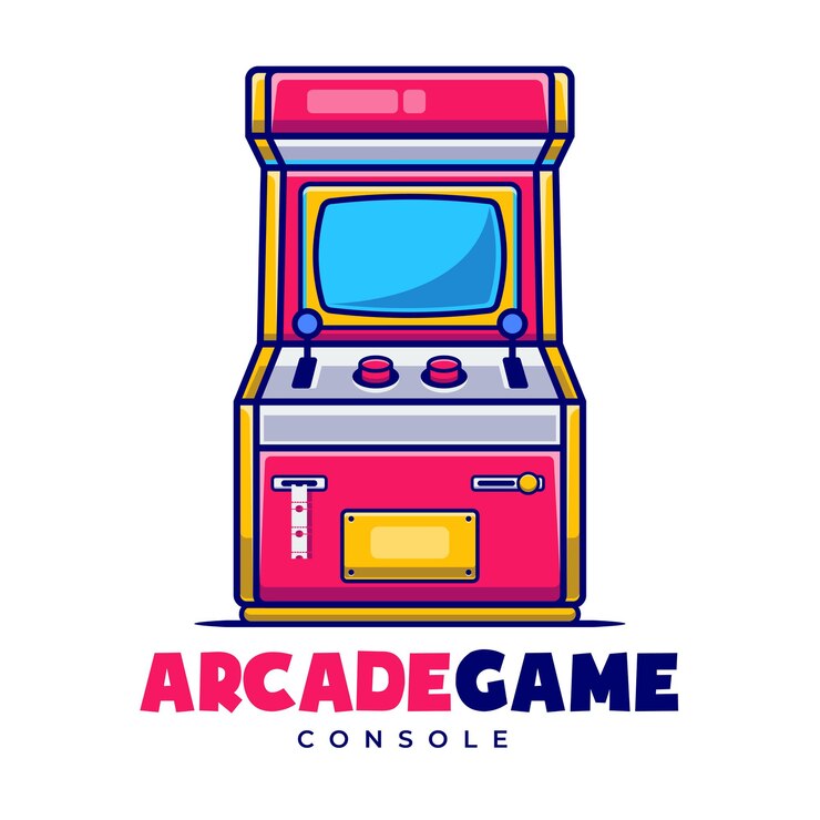 Vector arcade game carnival cartoon logo template