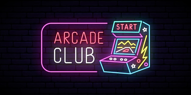 Insegna al neon della macchina da gioco arcade.