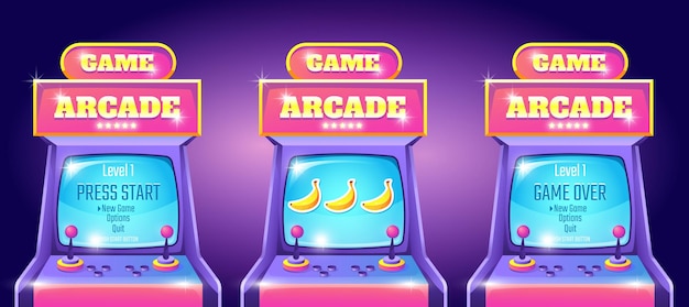 Arcade game machine retro stijl scherm concept grafisch ontwerp illustratie element