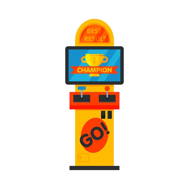 Vector arcade game machine video gaming amusement machinery vector illustration