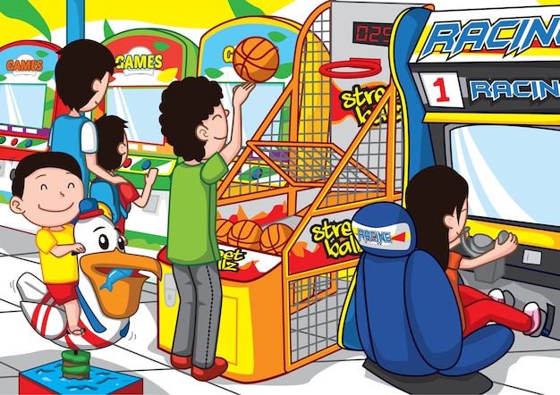 Vettore illustrazione di giochi arcade