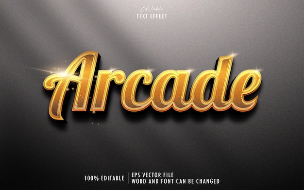 Arcade gold 3D editable text effect