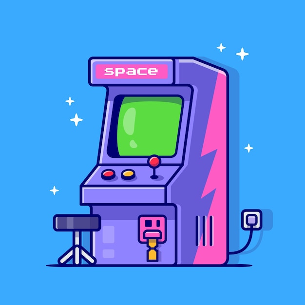 Arcade Machine Cartoon Icon Illustration.