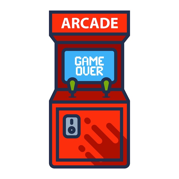 Vector arcade machine icon with game over screen. flat vector illustration.