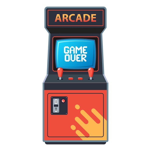 Arcade-machine op een witte achtergrond.