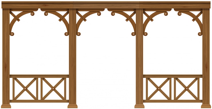 Vector arcade oude koloniale houten veranda