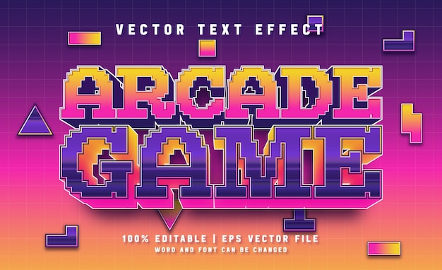 Vettore modello di effetto testo retrò arcade