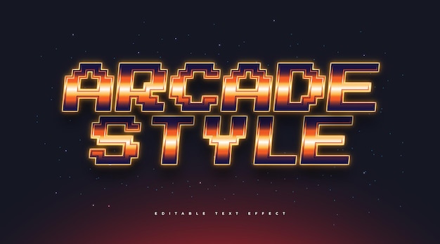 Arcade-tekststijl met gloeiend oranje effect. Bewerkbaar tekststijleffect