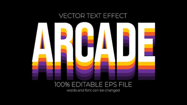 Vector arcade text effect style eps editable text effect