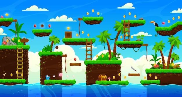 Arcade tropical island game level map interface