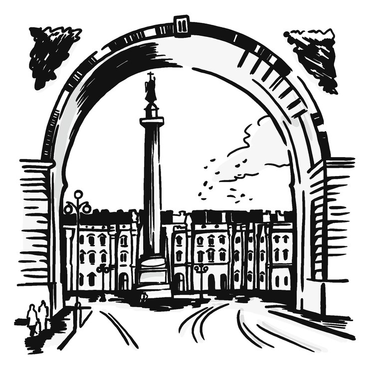 Vector arch of the general staff on the palace square in st petersburg