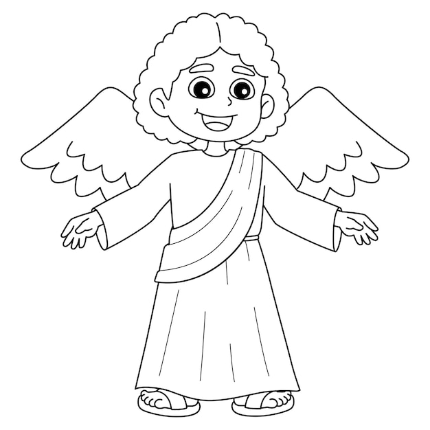 Vector archangel isolated coloring page for kids