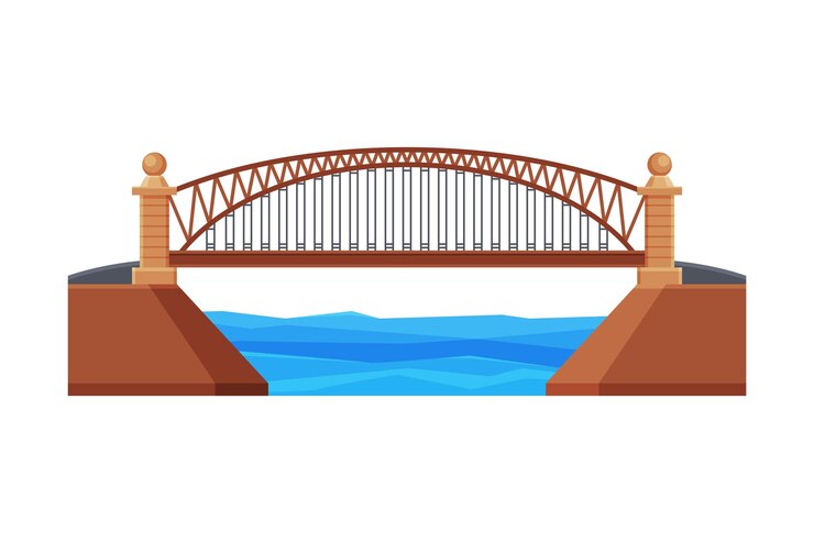 Vector arched bridge architectural design element urban construction flat vector illustration