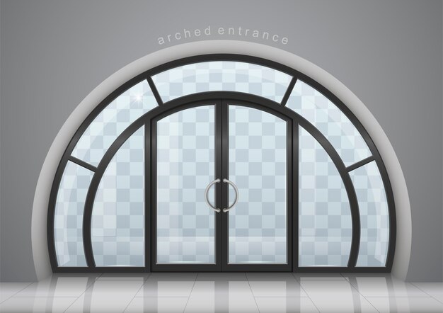 Vector arched door with window