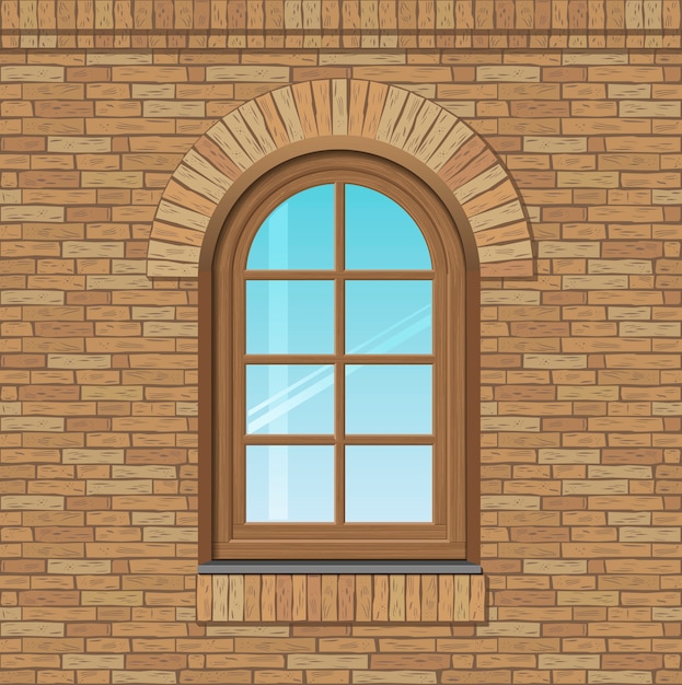 Vector arched old window