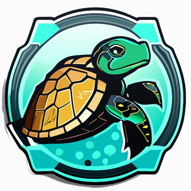 Archelon schildpad platte sticker cartoon stijl illustratie