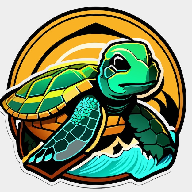 Archelon schildpad platte sticker cartoon stijl illustratie