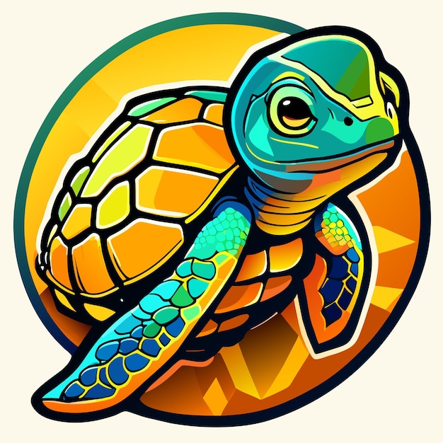 Archelon schildpad platte sticker cartoon stijl illustratie