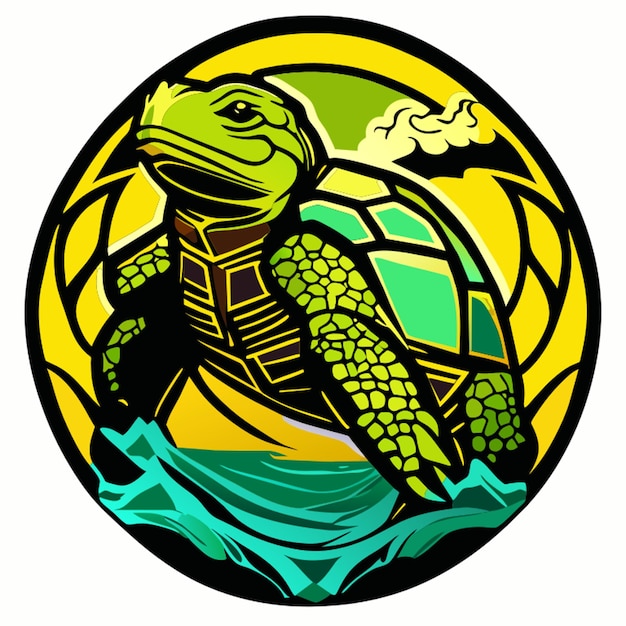 Archelon schildpad sticker vectorillustratie