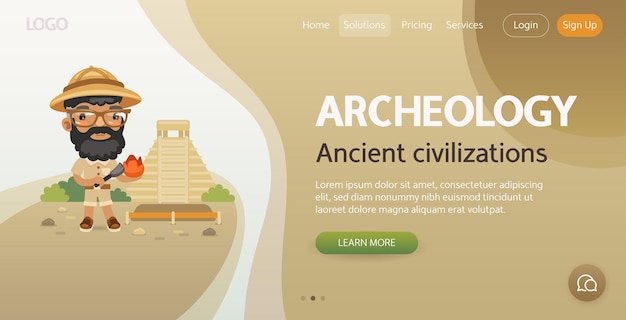 Vector archeologie website sjabloon