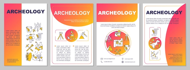 Archeology brochure template Paleontology and history Flyer booklet leaflet print cover design with linear icons Vector page layouts for magazines annual reports advertising posters