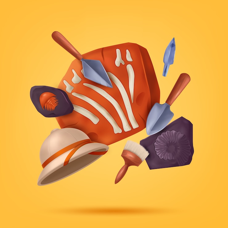 Vector archeology illustration in realistic style