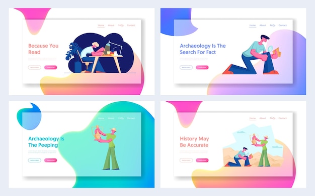 Archeology and Writer Profession Website Landing Page Set