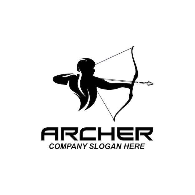 Archer fighter logo design arrow direction target royal protector vector illustration