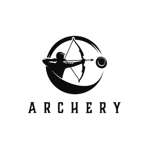 Archer Logo Designs concept Archery Silhouette Logo designs vector Archer Sport logo