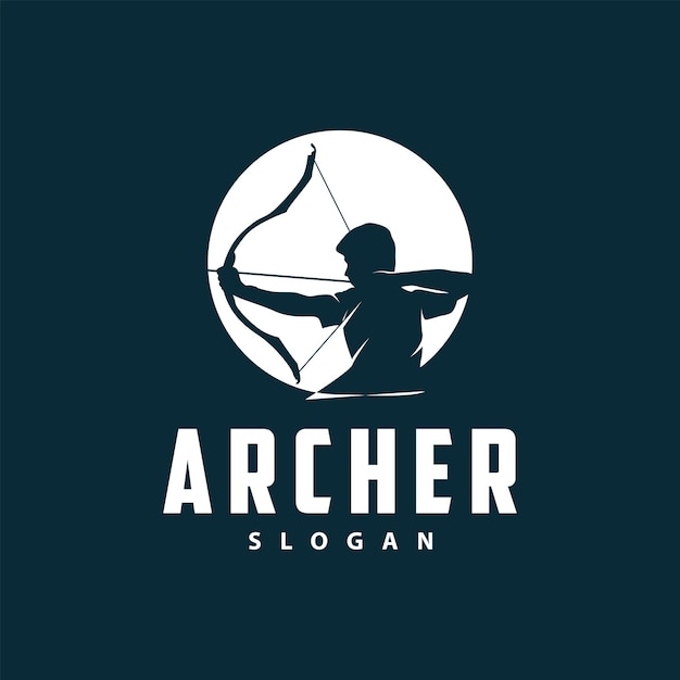 Vector archer logo vector silhouette warrior archery simple design bow and arrow template illustration