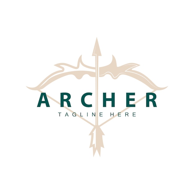 Archer logo vector vintage design oude inspiratie boogschutter gereedschap pijl sjabloon merk