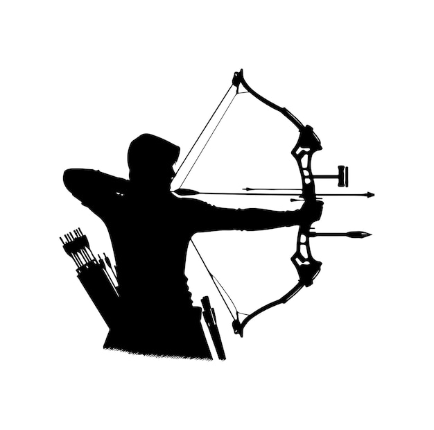 Вектор Шаблон логотипа иллюстрации векторного силуэта лучника