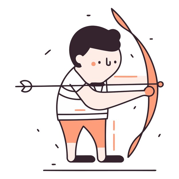 Вектор Стрельба из лука человек с луком и стрелой плоская векторная иллюстрация