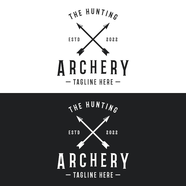 Vector archery logo or arrowshead retro vintagelogo for hunting labels badges and business