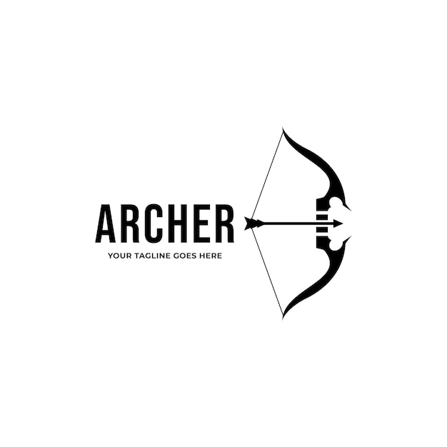 Design del logo di tiro con l'arco, logo archer, logo pulito e minimalista, modello vettoriale del logo sportivo.