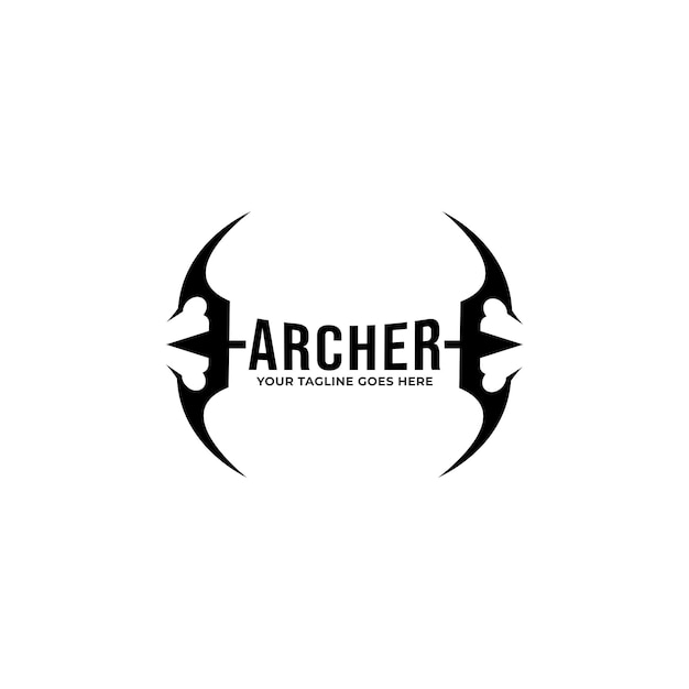 Design del logo di tiro con l'arco, logo archer, logo pulito e minimalista, modello vettoriale del logo sportivo.