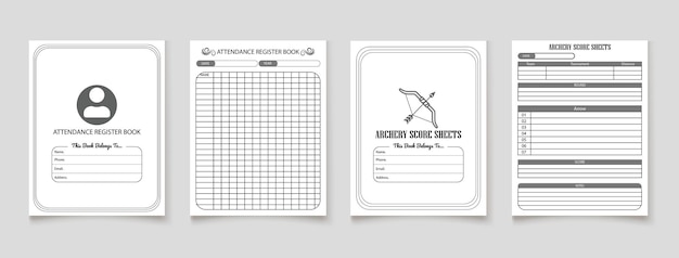 Vector archery score sheets kdp interior log book design