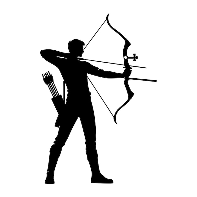 Archery silhouette vector on white background