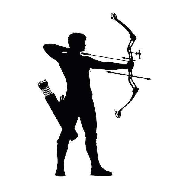 Vector archery silhouette vector on white background