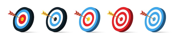 Vector archery target with arrow illustration realistic target and arrow icon goal achievement concept