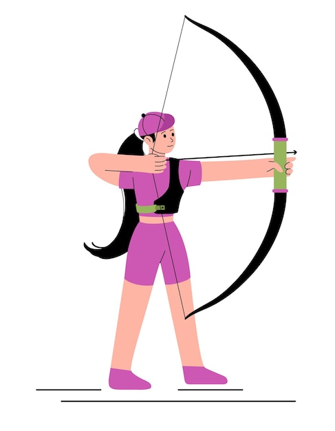 Archery vrouwen kampioenschap illustratie personage voor sport standings sport school schiet boog