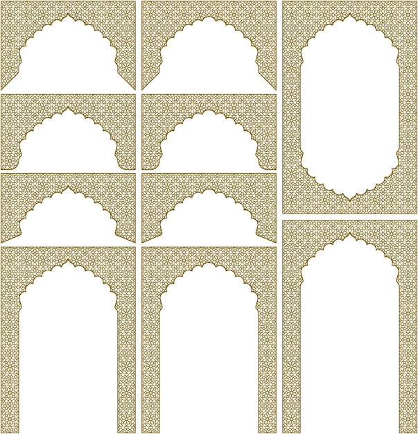 Vector arches frames and additional design elements arabic geometric ornament