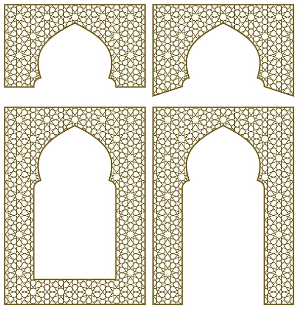 Arches frames design elements arabic geometric ornament