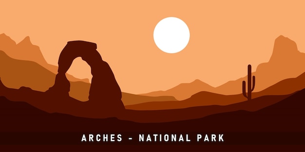 Vector arches national park vector illustration background