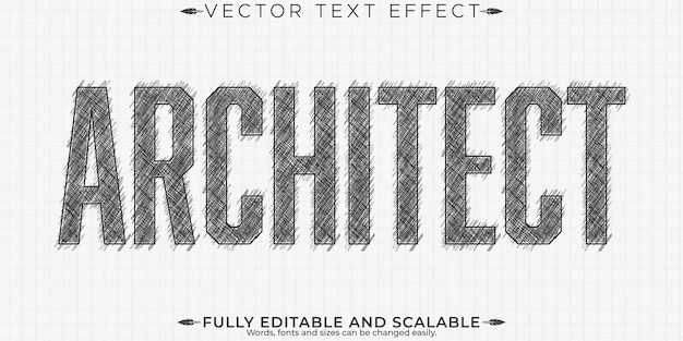 ベクトル 建築家図面テキスト効果編集可能なエンジニアリングおよび建築テキスト スタイル
