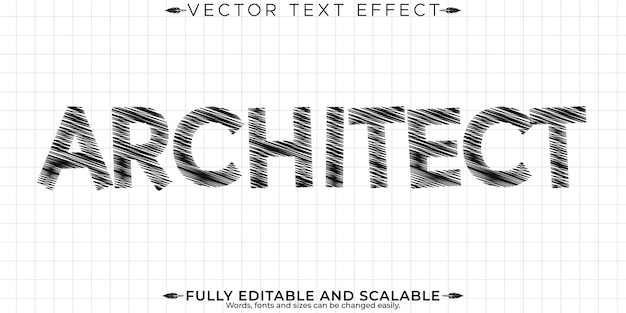 Vector architect drawing text effect editable engineering and architectural text style